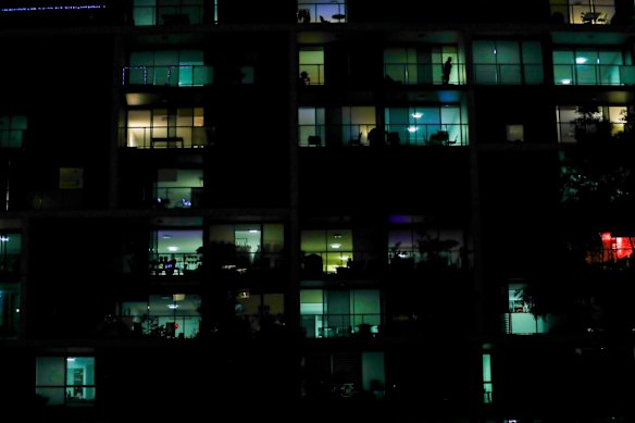 Self isolation in a block of apartments in Zetland.