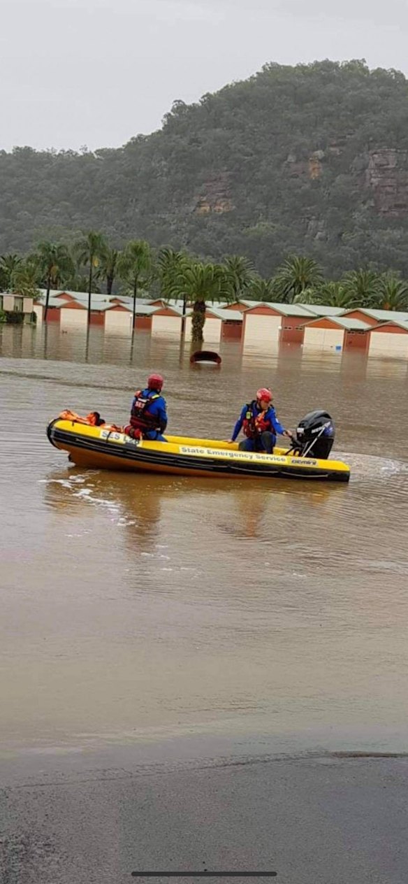89 year old Santo "Sam" Celi was plucked from a sinking car at Wisemans Ferry in the middle of the night by a passerby after he tried to escape his cabin in rising floodwaters. The bonnet of his red Hyundai was visible at Wisemans Ferry the day after the rescue.