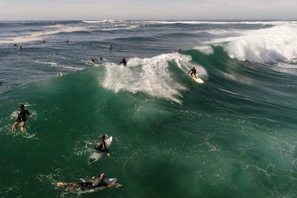 A ban on surfing at eastern suburbs beaches has seen an increase in surfers on northern beaches such as Newport.
