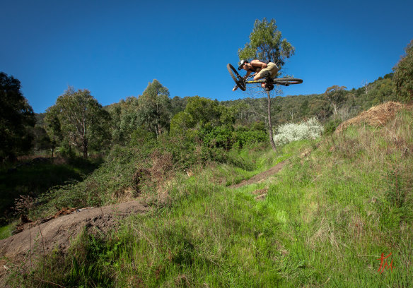 A rider tests a new trail.