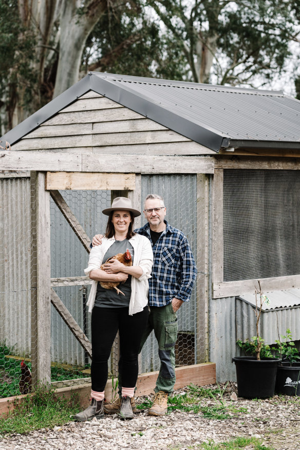 Kristy and Neil Plumridge, who also keep chickens.