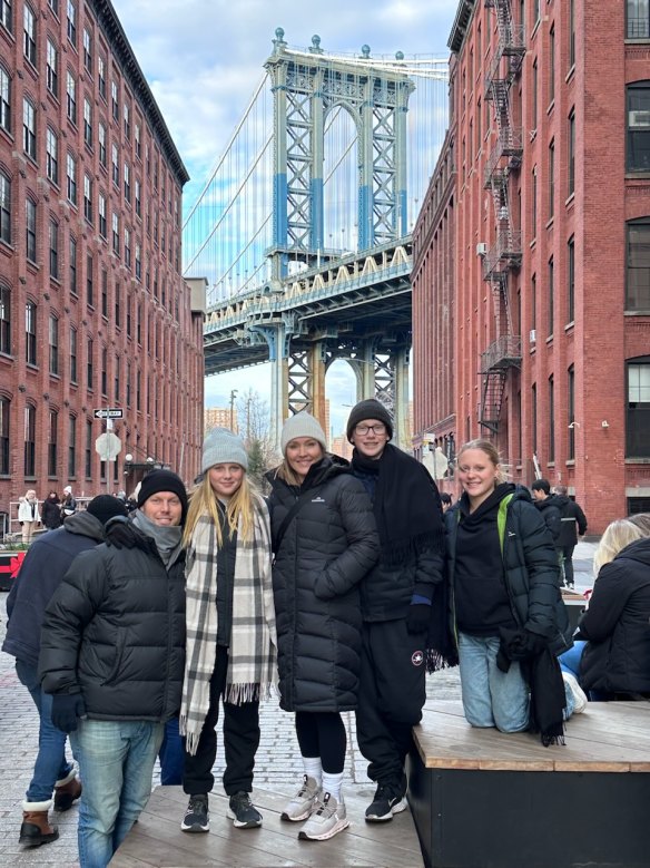 The Mitchell family: Sam, Scarlett, Lyndall, Smith, and Emmerson in New York the day before Sam’s first trip to hospital.