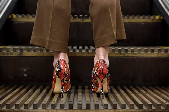 Stiletto heels were often a victim of the wide gaps in the stairs on the escalators. 