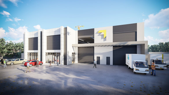 Artist impression of drone delivery company Wing's proposed Mitchell headquarters
