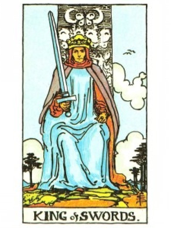 When featured upside down, the tarot card is known as “King of Swords reversed”.