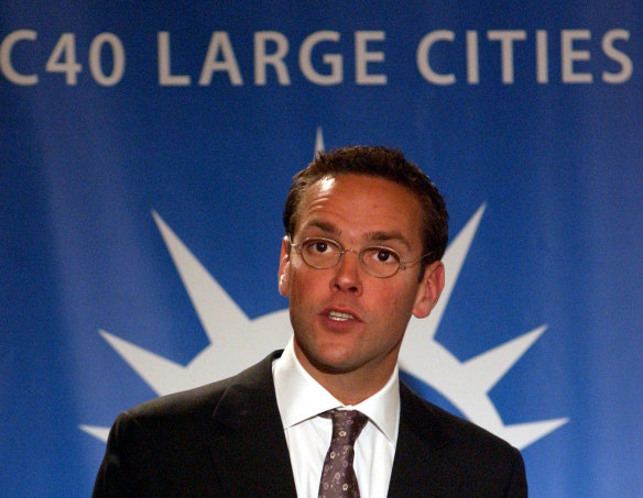 James Murdoch, then CEO of BskyB, addressing a session during the C40 Large Cities Climate Summit in New York in May 2007.