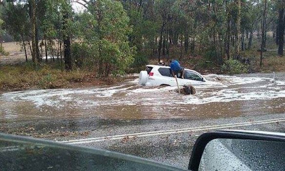 The storm caused flooding in the Perth Hills.