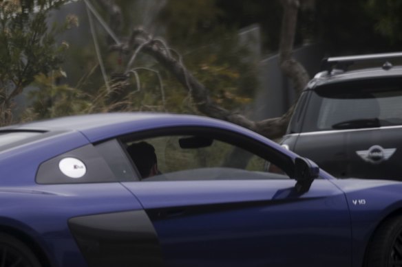 Husband of missing woman Melissa Caddick, Anthony Koletti in his blue Audi sportscar on the 2nd of December, 2020.