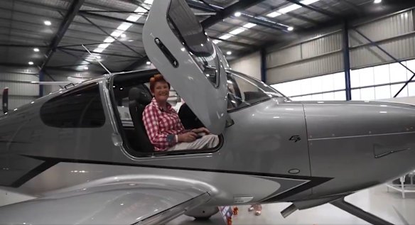 Pauline Hanson in the donated plane.