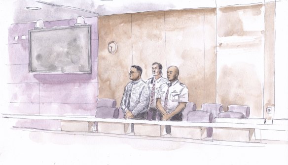Sketches of Bradley Edwards, drawn during his sentencing on December 23, 2020.