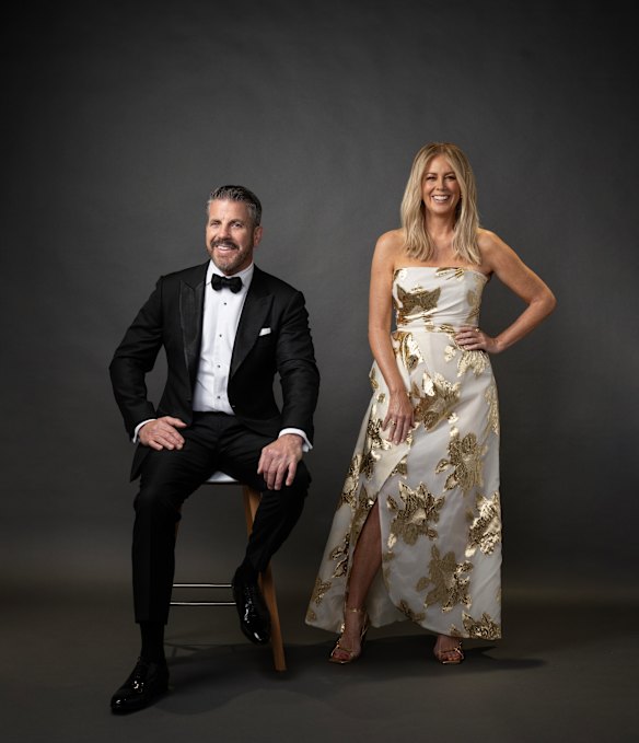 Star of The Golden Bachelor Barry “Bear” Myrden and the show’s host Samantha Armytage. 