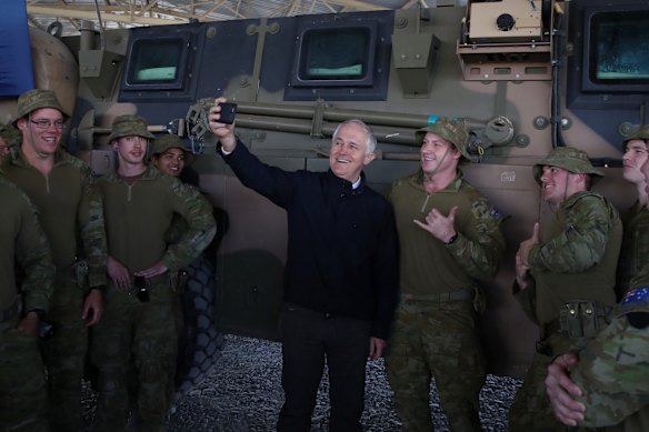 Prime Minister Malcolm Turnbull met with Australian troops serving at Camp Qargha near Kabul, Afghanistan on Monday.