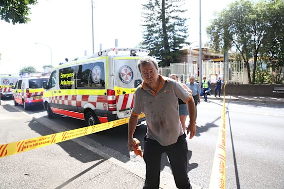 Injured leave the station after a train hit a buffer at Richmond Station. 