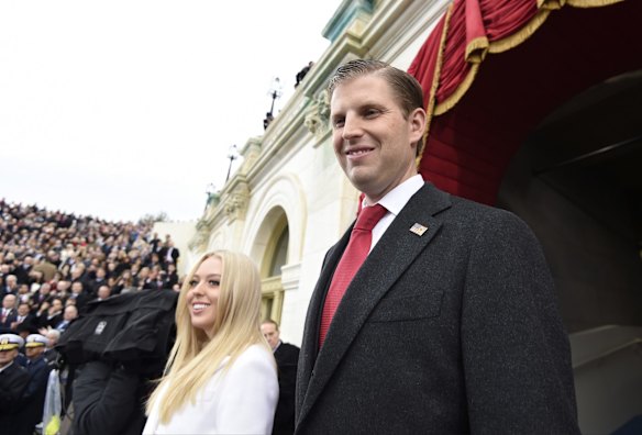 Eric Trump and Tiffany Trump, children of U.S. President-elect Donald Trump, arrive during the 58th presidential inauguration in Washington.