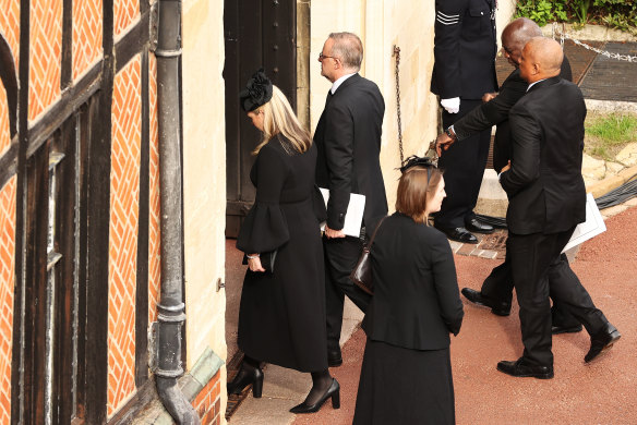 Australian Prime Minister Anthony Albanese arrives at Windsor Castle.