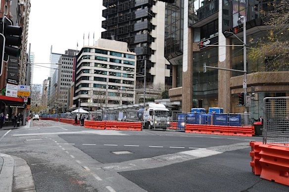 The intersection of Grosvenor, Bridge and George streets on Monday morning ready for the morning rush hour.