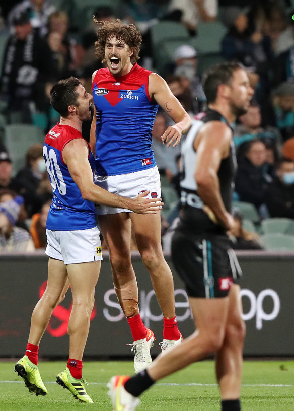 Jumping for joy: Luke Jackson.