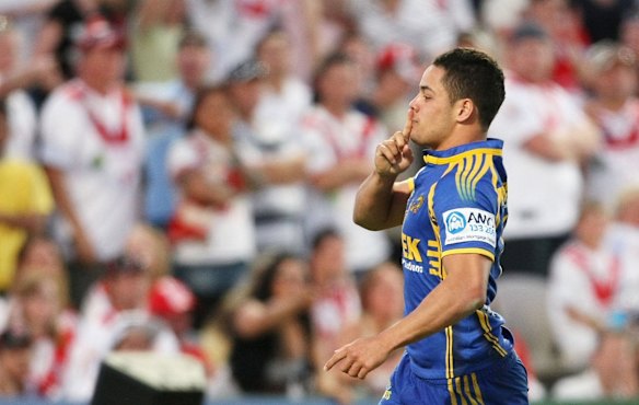 The Hayne Plane: Jarryd Hayne silences the St George Illawarra fans at Kogarah after his amazing try in the 2009 playoff win by Parramatta.