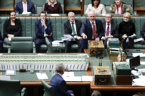 Prime Minister Malcolm Turnbull and Opposition Leader Bill Shorten during a Question Time dominated by income tax cuts. 