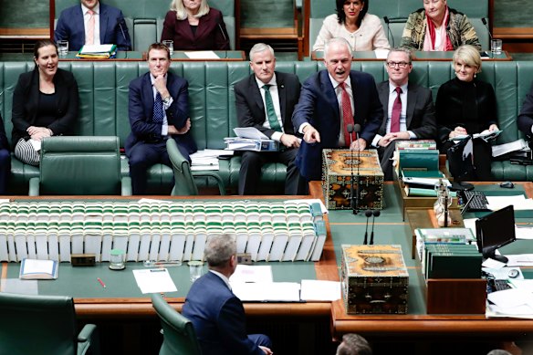 Prime Minister Malcolm Turnbull and Opposition Leader Bill Shorten during a Question Time dominated by income tax cuts. 