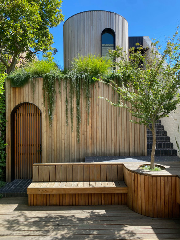 Planting space is at a premium in the rear courtyard.