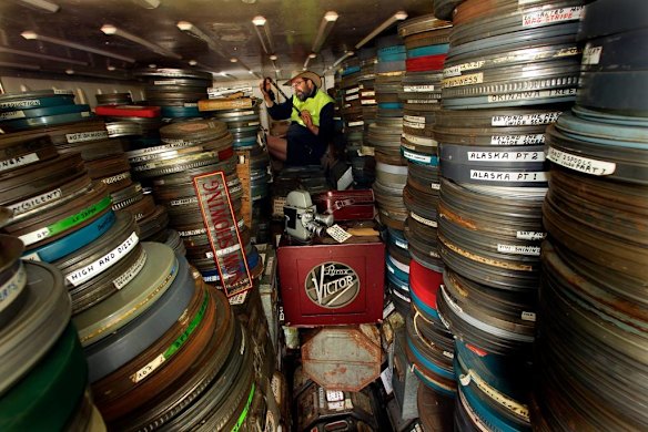 Historic movie collection in shipping container