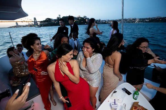 A combined group of students from Blacktown Girls and Blacktown Boys high schools celebrated on Sydney Harbour.