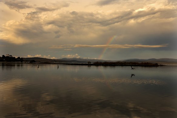 Vista from the Mallacoota wharf  where thousands huddled during the fires one year ago. 