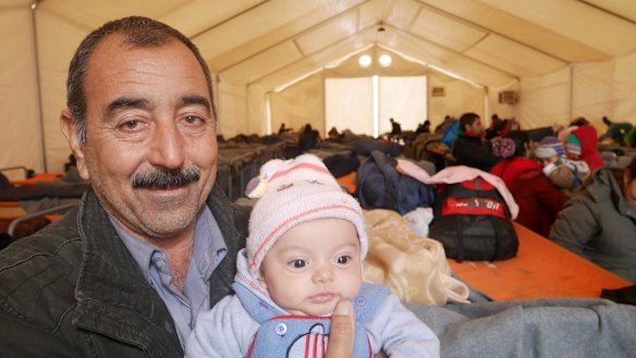 Naser Kasem, an Iraqi at the Red Cross effort in Thessaloniki Greece, near the Macedonian border.