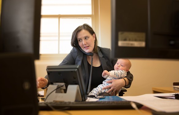 Kelly O'Dwyer with her son Edward in 2017.