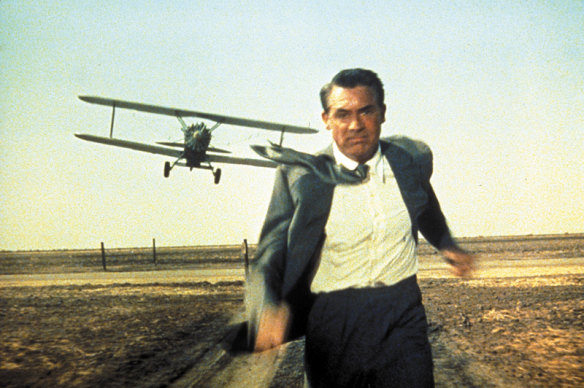 Cary Grant in the crop-duster scene in the 1959 original film North by Northwest.