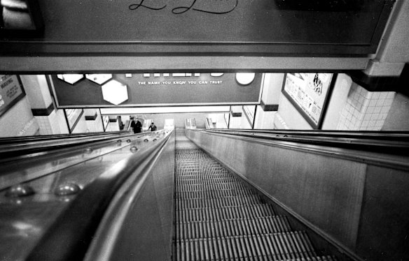 An almost deserted Wynyard Station in Sydney due to a bomb scare on October 21, 1974.
