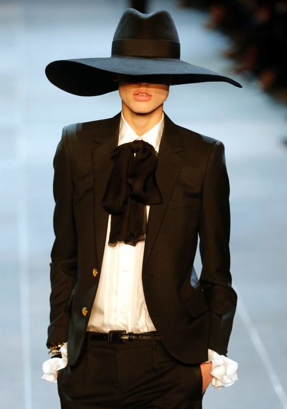 A model wears a creation by Hedi Slimane for Saint Laurent in 2013. Fans of Celine are wondering what his plans are for the label. 
