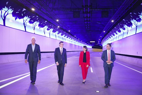 Launch of the NorthConnex Tunnel opening to motorists, attended by Federal Minister Alan Tudge, NSW Premier Gladys Berejiklian and Minister Andrew Constance. October 30, 2020.