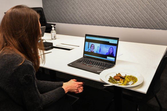 Jewel Topsfield with her leftovers while 'lunching' with Julia Gillard.