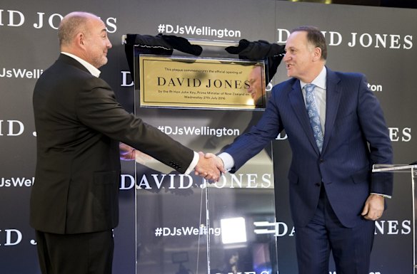 27072016 News Photo: Maarten Holl.
Grand opening of David Jones store in Wellington.
Ian Moir (DJ top boss and Woolworths CEO) with John Key .