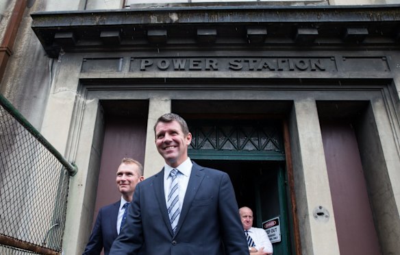 NSW Premier Mike Baird and Planning Minister Rob Stokes at White Bay Power Station announcing a development plan for the power station in Rozelle. 22nd Oct 2015.