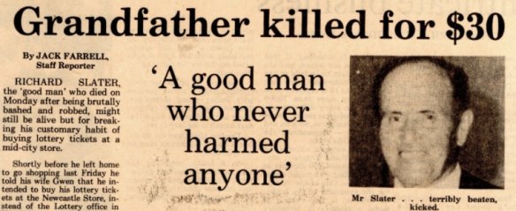 Newcastle Herald article dated December 24, 1980, about the death of Richard Slater.