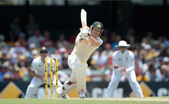David Warner of Australia bats.
