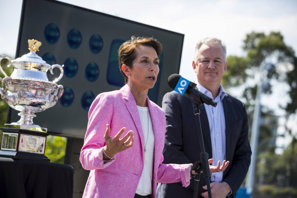 Channel Nine CEO Hugh Marks and Tennis Australia President Jayne Hrdlicka announced in March Nine would be the official broadcaster from 2020.
