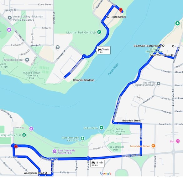A map highlighting areas where CCTV or boat cameras may have captured the moorings in Bicton. 