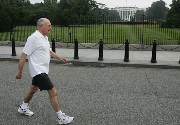 John Howard on one of his many, many early morning walks, this time near the White House in Washington. 