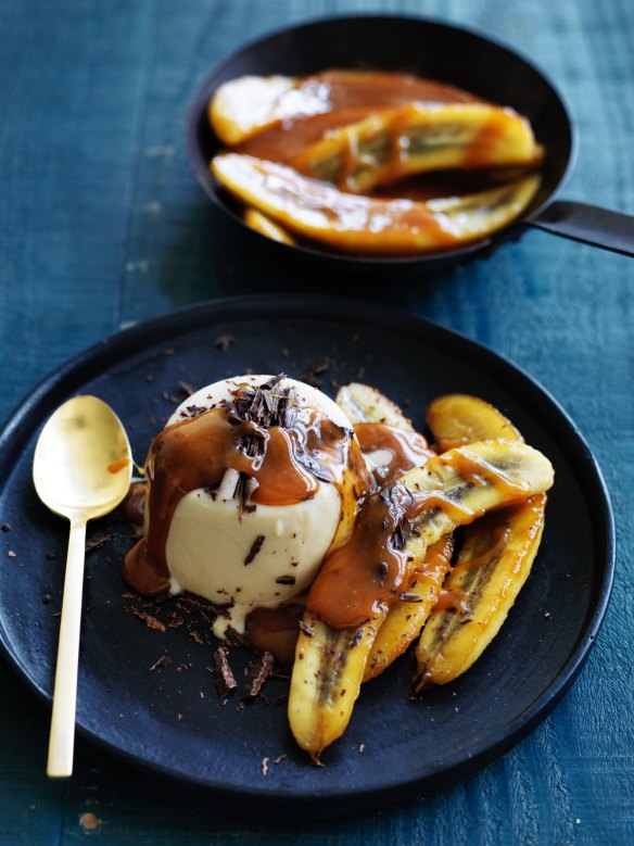 Peanut butter panna cotta with caramelised banana.