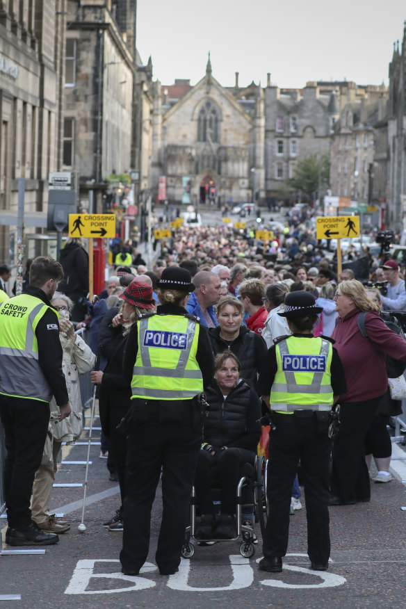 Allison Evans was the first to join the line to inspect the Queen’s coffin.