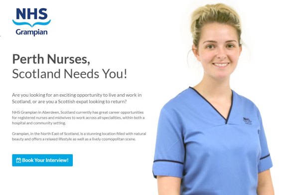 NHS Grampian is recruiting Perth-based registered nurses and new graduates for its Aberdeen location.