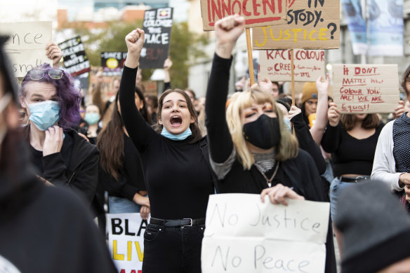 Thousands of voices could be heard in Perth's CBD chanting in unison "black lives matter".