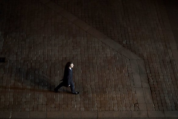 Incoming French President Emmanuel Macron walks towards the stage to address his supporters at the Louvre Museum in Paris.
