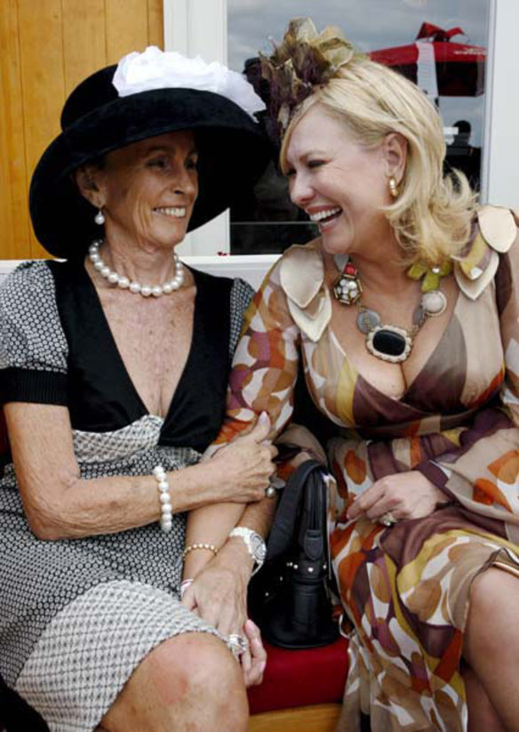 Lady Sonia McMahon and Kerry Anne Kennerley at  Randwick Racecourse on Doncaster Day in 2009.