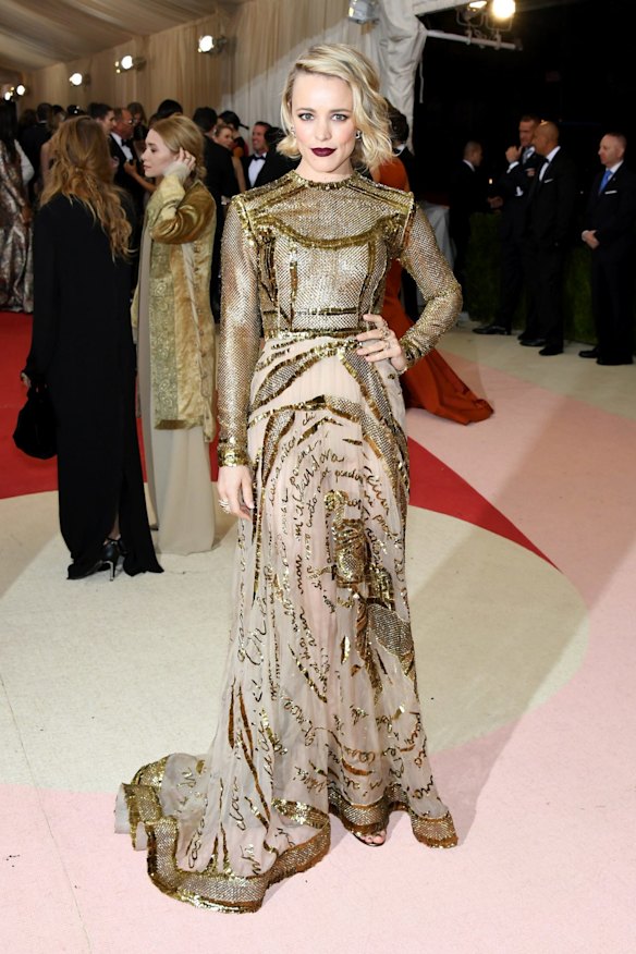 Actress Rachel McAdams attends the "Manus x Machina: Fashion In An Age Of Technology" Costume Institute Gala at Metropolitan Museum of Art.
