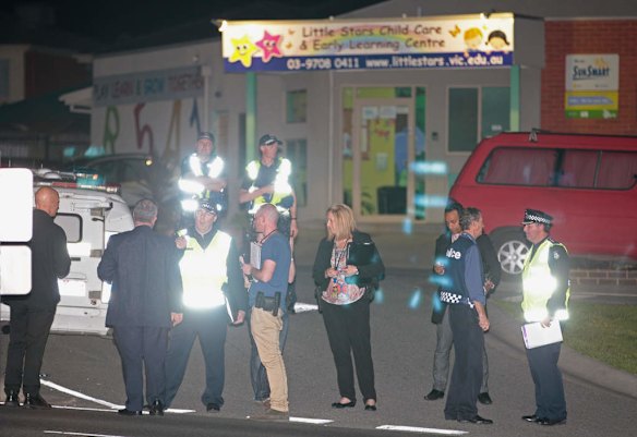 Police at the scene of the Endeavour hills shooting.